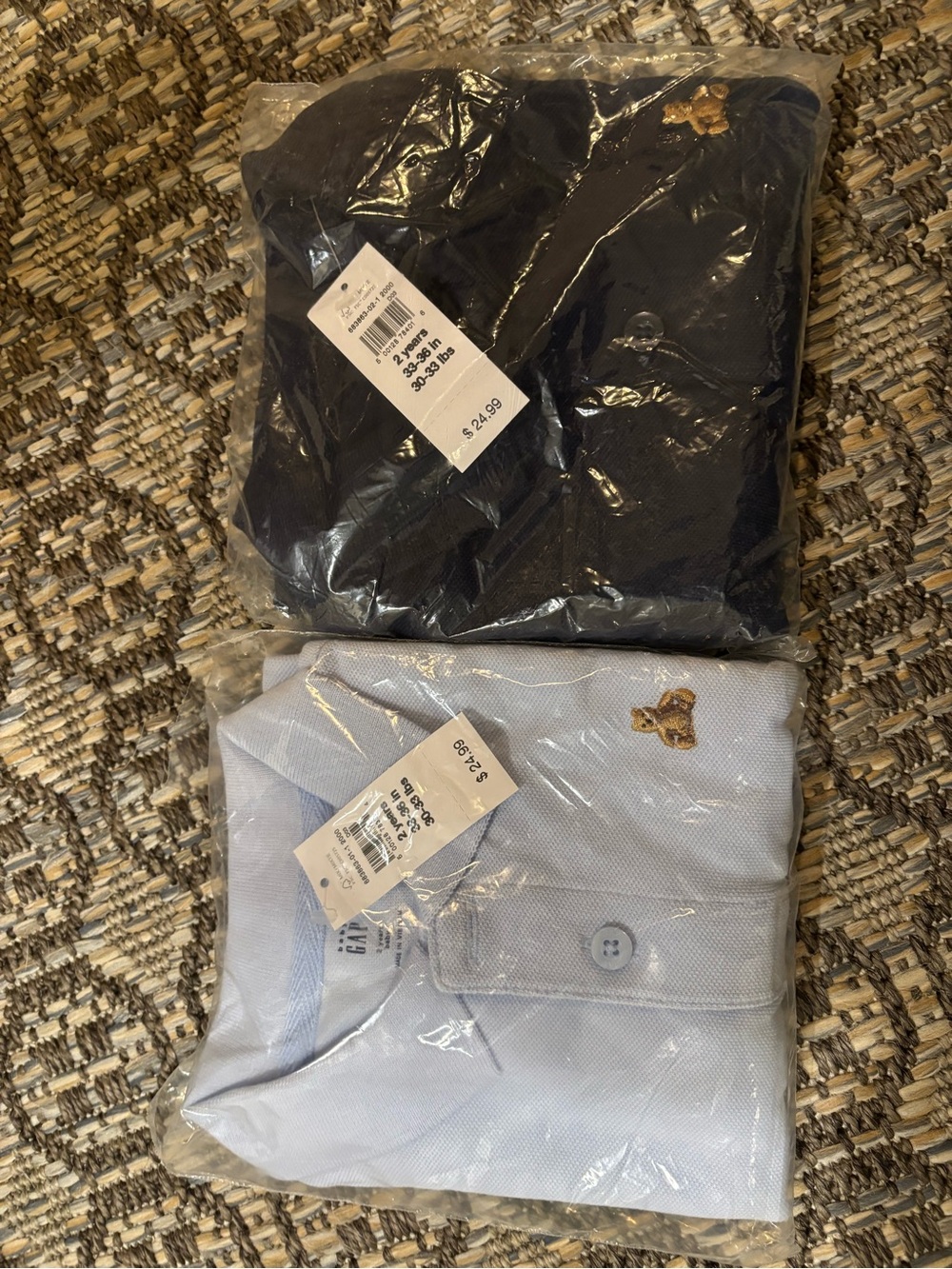 Two Gap Toddler Long Sleeve Polo Shirts - Light Blue & Navy